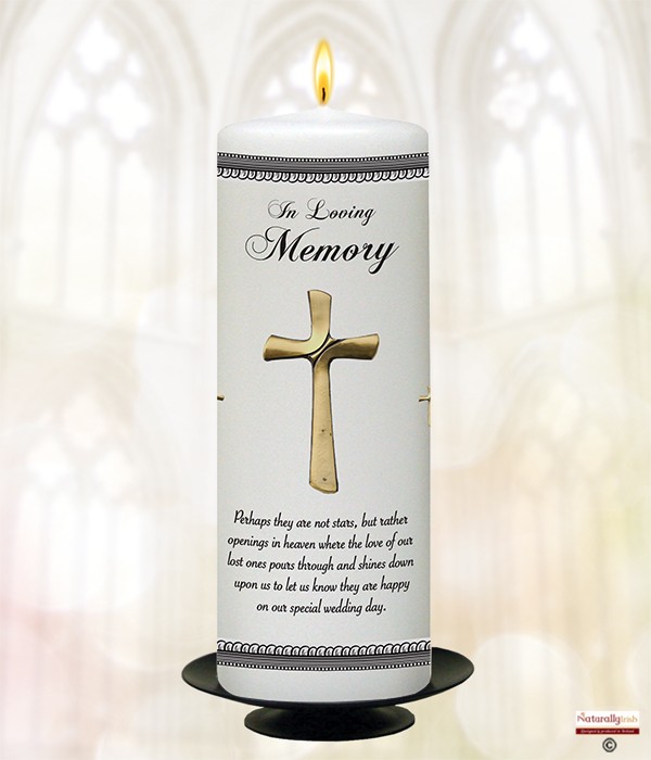 Gold Cross 9inch Remembrance Candle