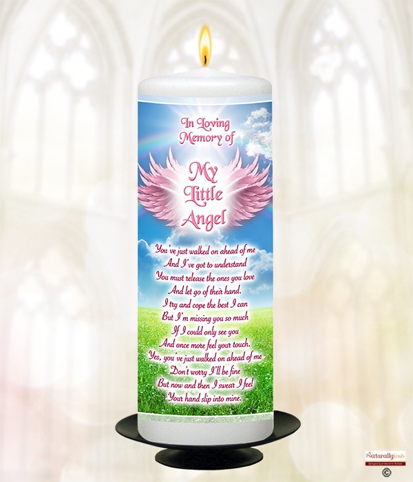 Angel Wings Pink Remembrance Candle