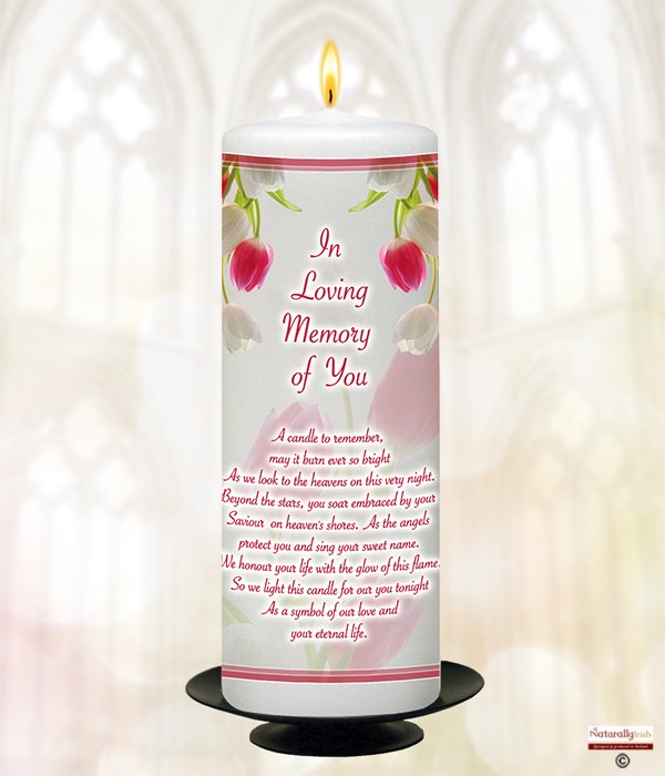 Tulips Pink & White Remembrance Candle