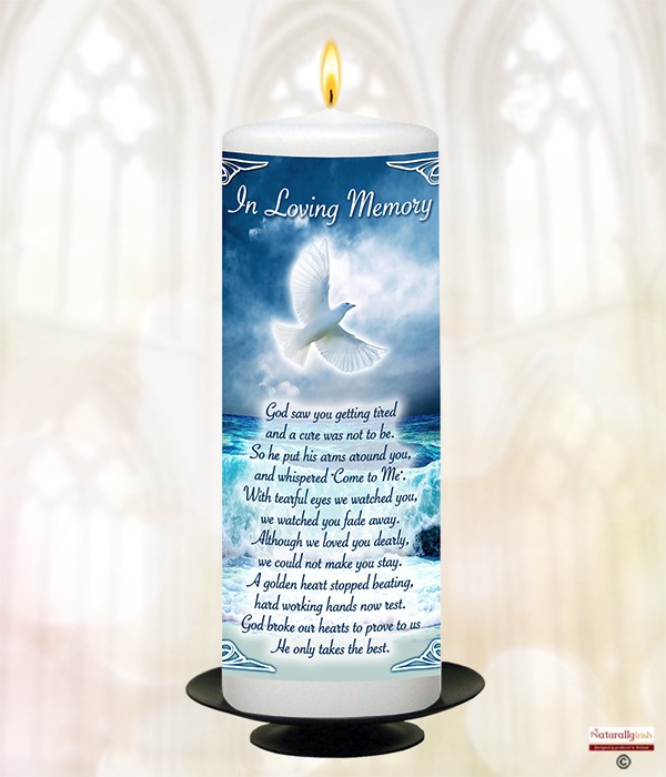 Dove & Waves Blue Remembrance Candle