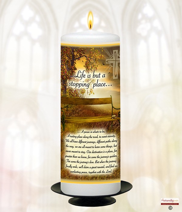 Resting Bench & Cross Remembrance Candle