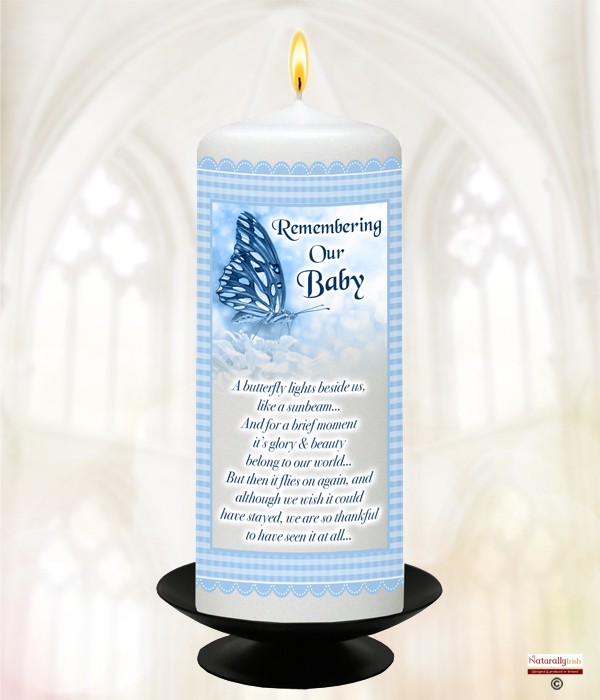 Butterfly Blue Remembrance Candle 6inch