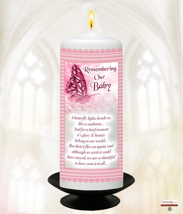 Butterfly Pink Remembrance Candle 6inch