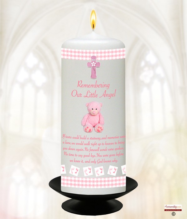 Bear Pink Remembrance Candle 6inch