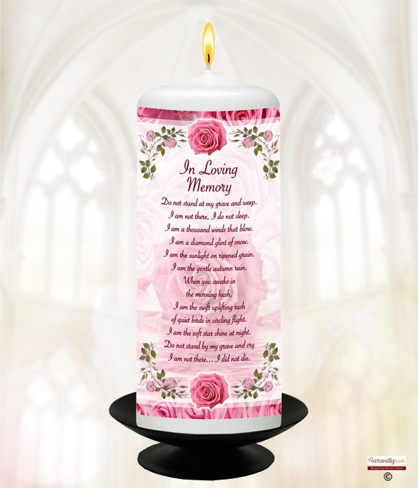 Roses Pink Remembrance Candle 6inch