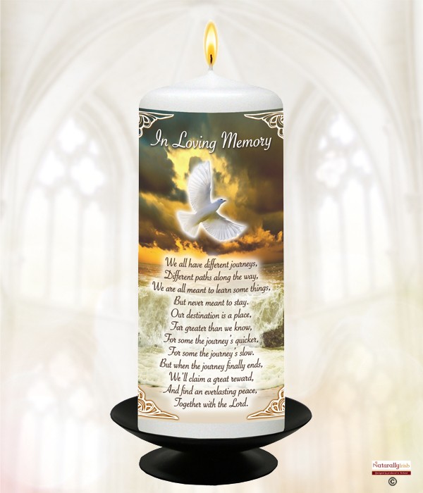 Dove & Waves Gold Remembrance Candle 6inch