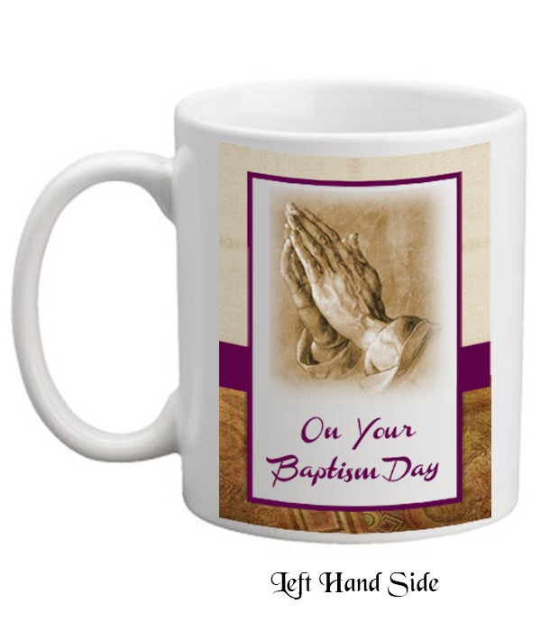 Praying Hands Baptism Personalised Mug
