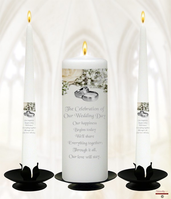 Flowers & Rings Wedding Candles
