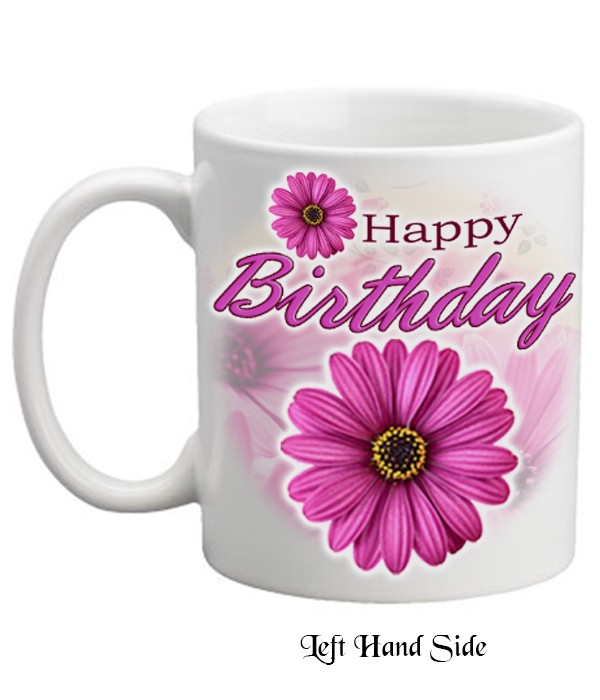 Happy Birthday Pink Gerbera Mug