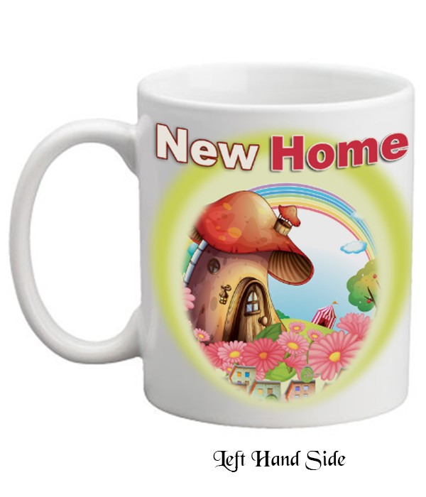 New Home Mushroom House & Rainbow Personalised Mug