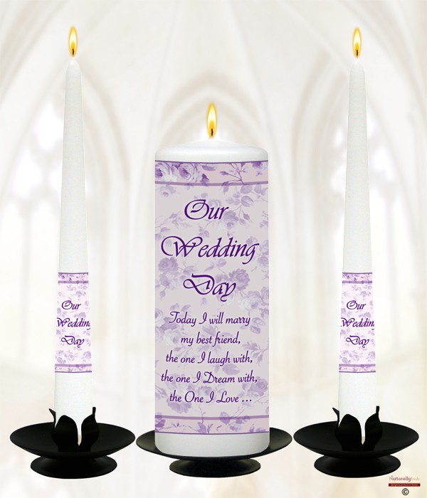 Lilac Flower Frame Wedding Candles