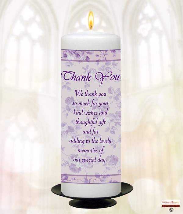 Lilac Flower Frame Thank You Candle