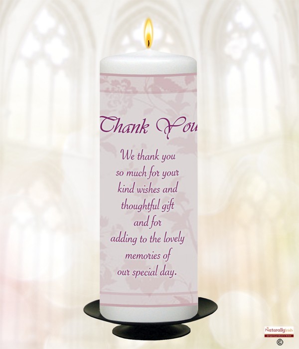 Pink Flower Frame Thank You Candle