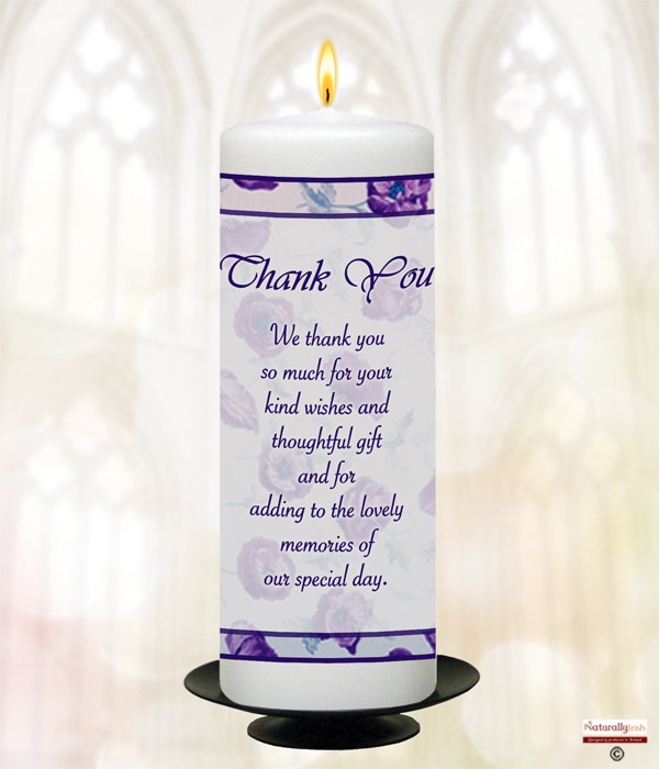 Purple Flower Frame Thank You Candle