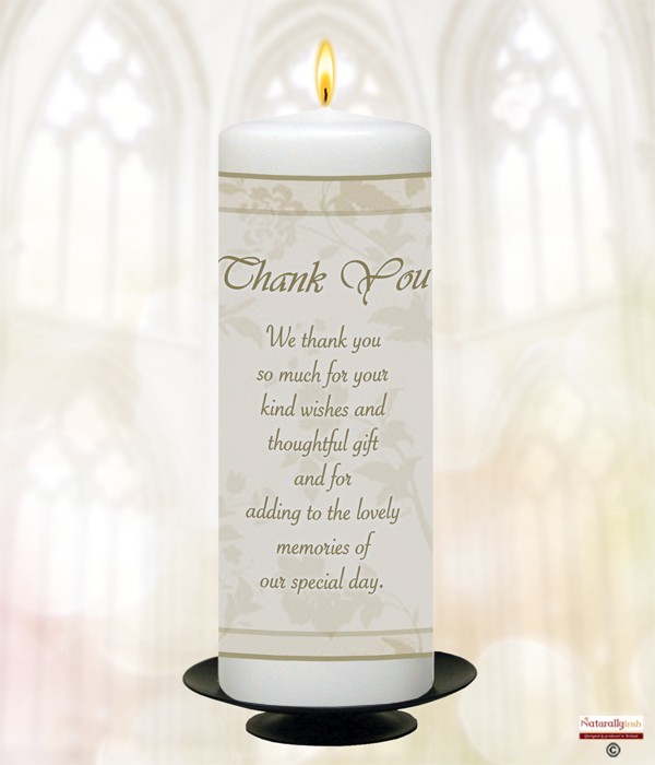 Cream Flower Frame Thank You Candle