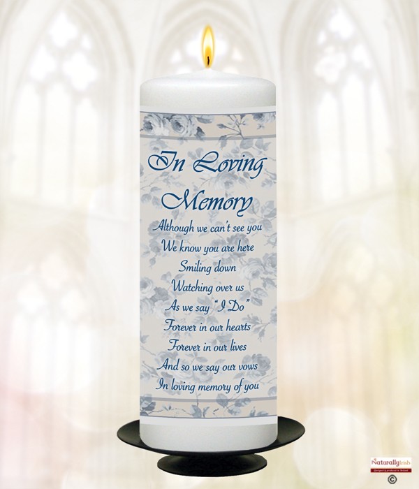 Blue & Cream Flower Frame 9inch Remembrance Candle