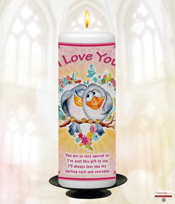 Valentines - Love Birds - 9inch White Candle