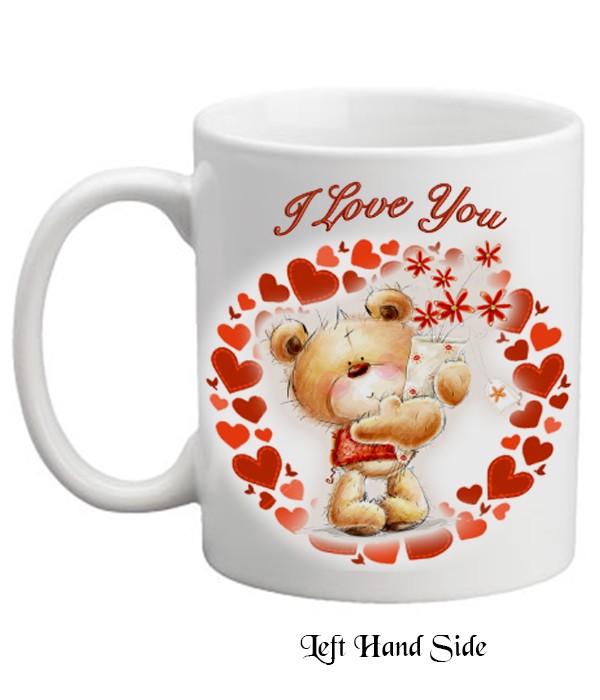 Valentines Teddy & Flowers Personalised Mug