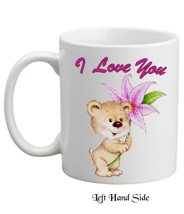 Valentines Teddy & Lily Personalised Mug