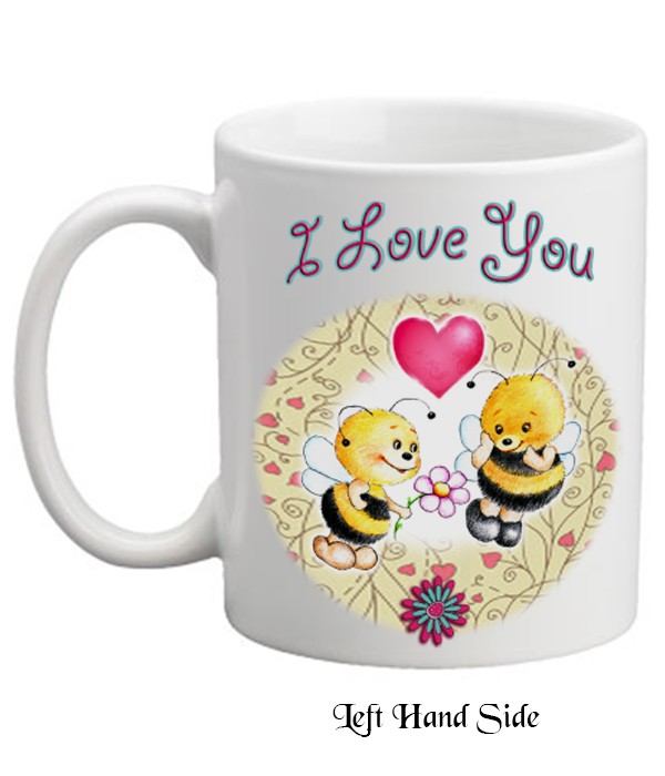 Valentines Bee & Love Heart Personalised Mug