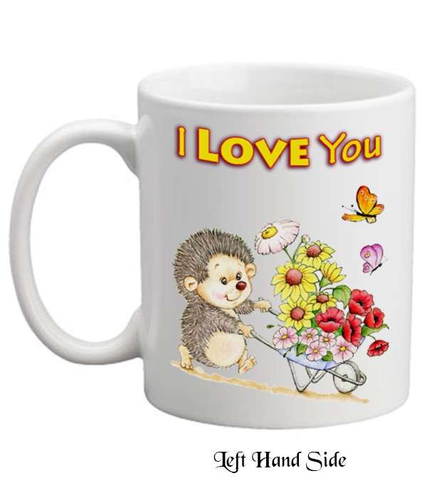 Valentines Hedgehog & Barrow Personalised Mug