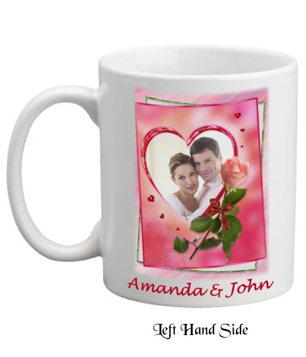 Valentines Rose, Heart & Photo Personalised Mug