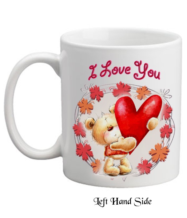 Valentines Teddy & Big Heart Personalised Mug