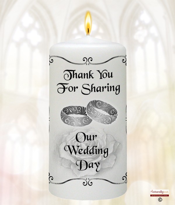 Hearts & Silver Rings Wedding Favour Candle