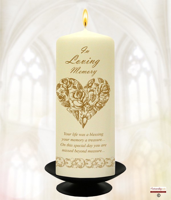 Rose Heart Gold Wedding Remembrance Candle