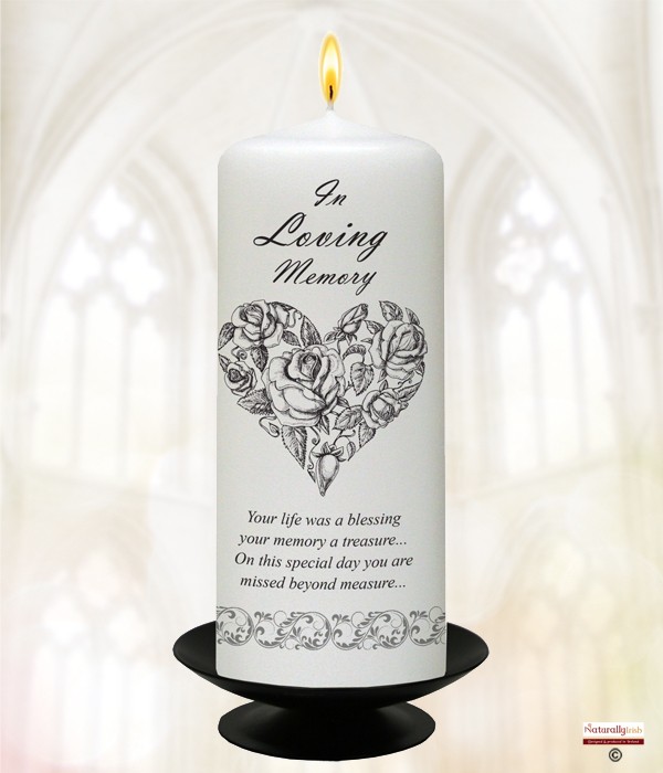 Rose Heart Silver Wedding Remembrance Candle