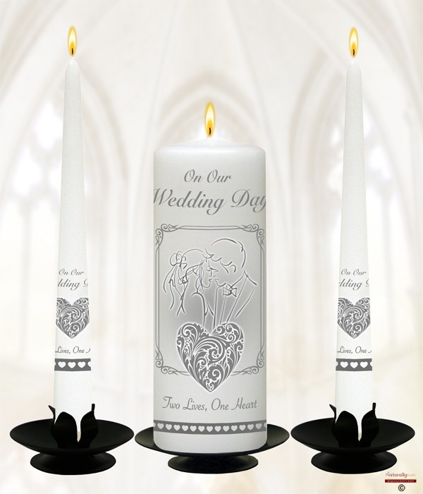 First Kiss Silver Wedding Candles