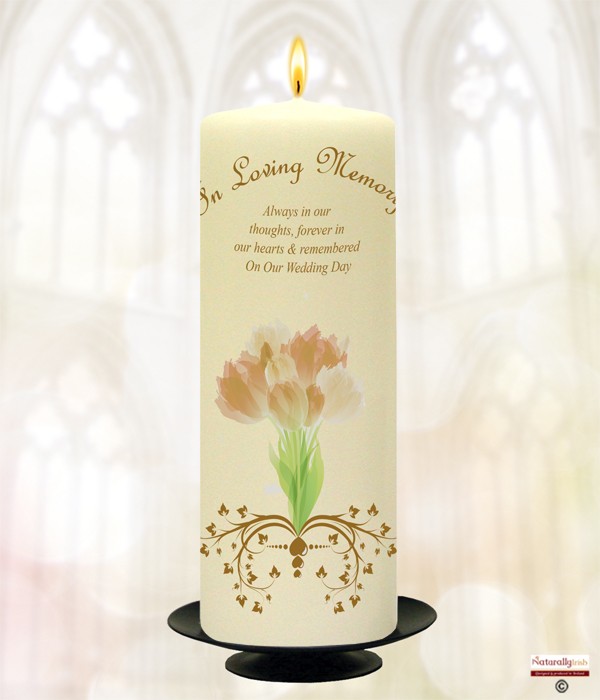 Bouquet & Hearts Gold Wedding Remembrance Candle