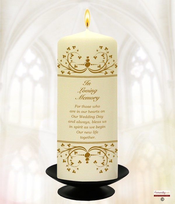 Hearts & Vines Gold Wedding Remembrance Candle