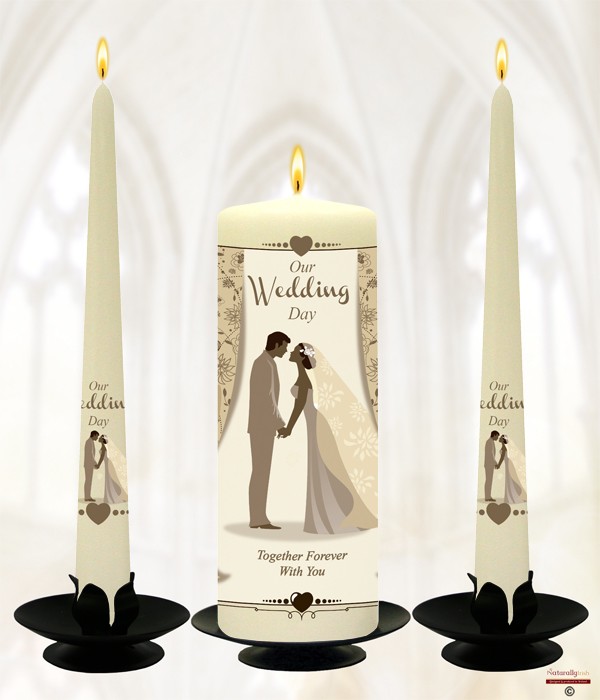 Together With You Gold Wedding Candles