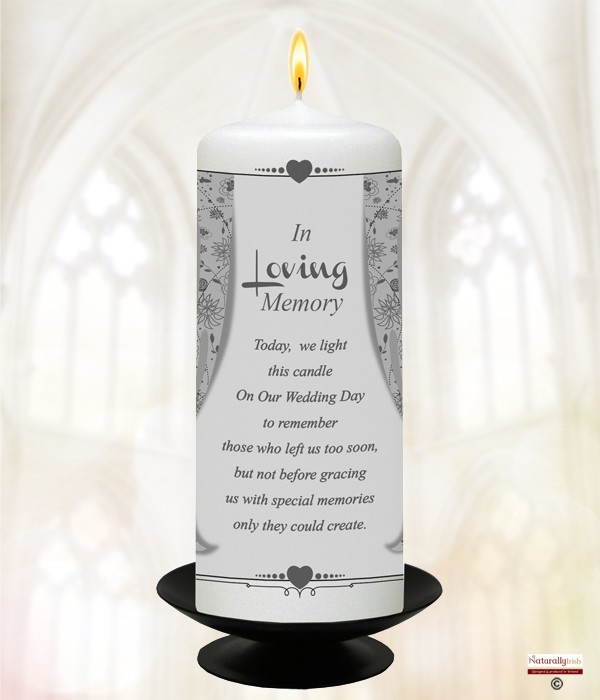 Heart & Curtains Silver Wedding Remembrance Candle