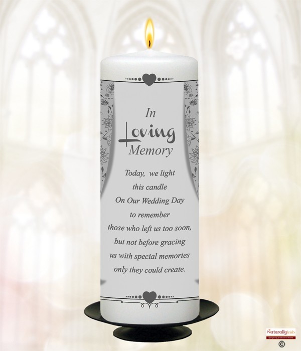 Heart & Curtains Silver Wedding Remembrance Candle