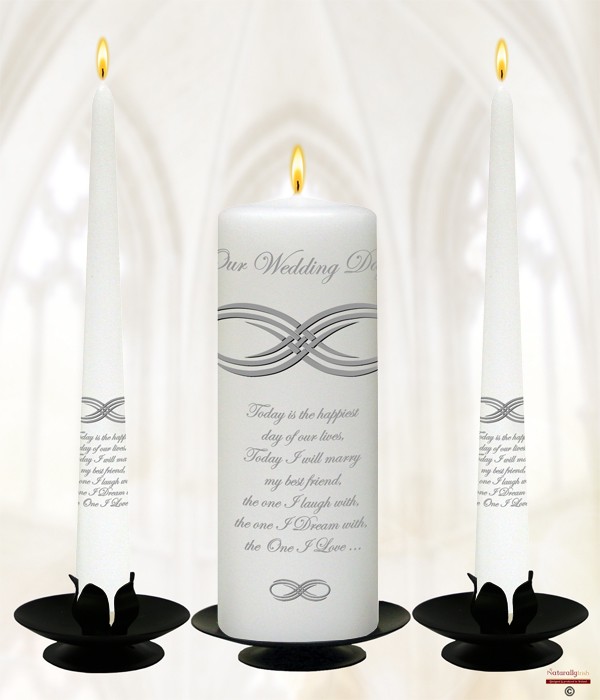 Infinity Knot Silver Wedding Candles