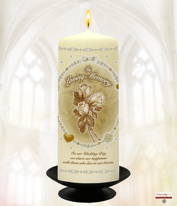 Pearls & Hearts Gold Wedding Remembrance Candle