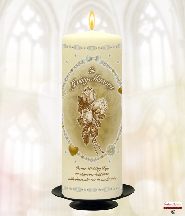 Pearls & Hearts Gold Wedding Remembrance Candle