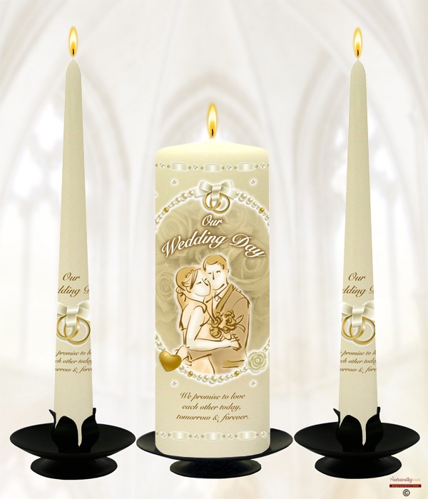 Loving Embrace Gold Wedding Candles