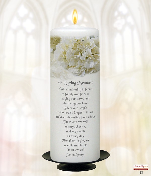 White Bouquet Silver Wedding Remembrance Candle