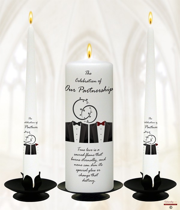 Mr & Mrr Tux Silver Civil Partnership Candle Set