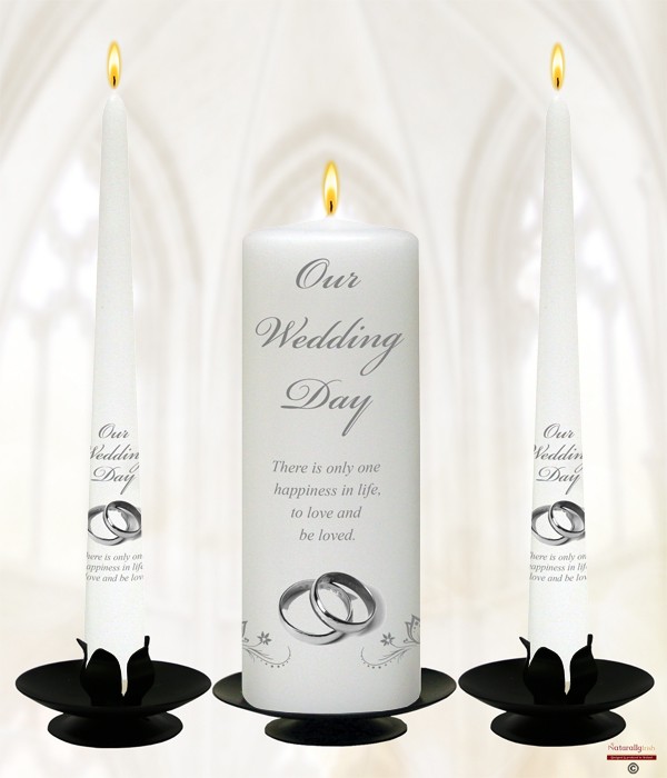 Butterflies & Silver Rings Wedding Candles