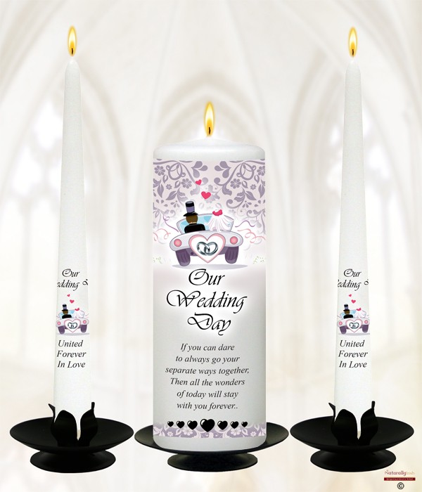 Just Married Silver Wedding Candles