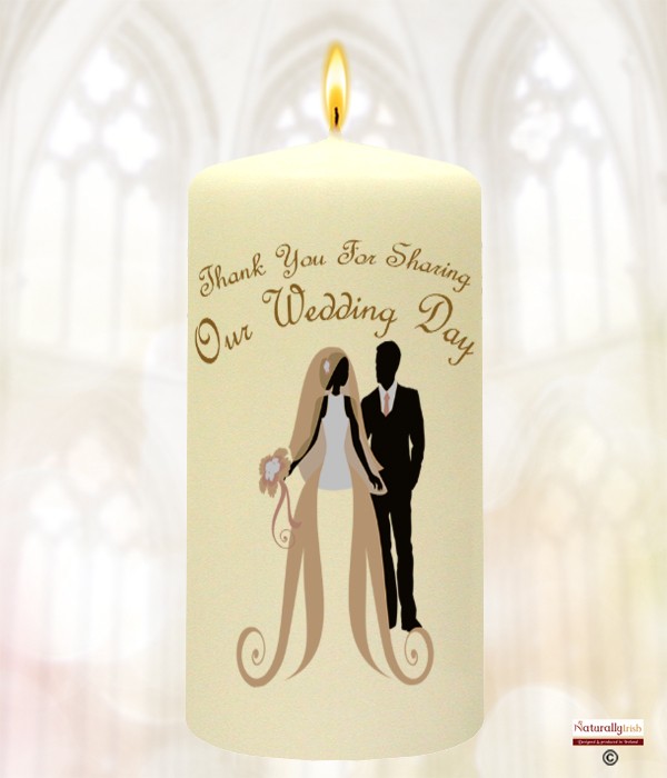 Bouquet Hearts & Gold Rings Wedding Favour Candle