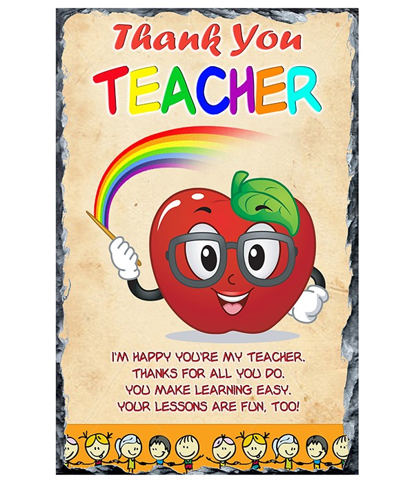 Thank You Teacher - Apple & Glasses Slate