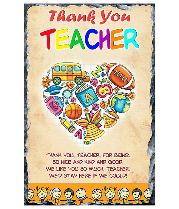 Thank You Teacher - Heart of School Slate
