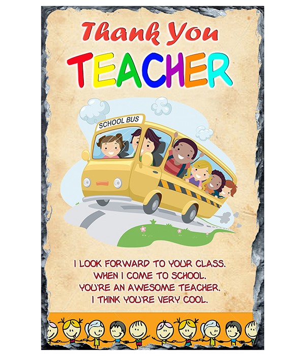 Thank You Teacher - School Bus Slate