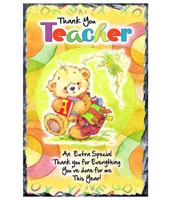 Thank You Teacher - Teddy & School Bag Slate