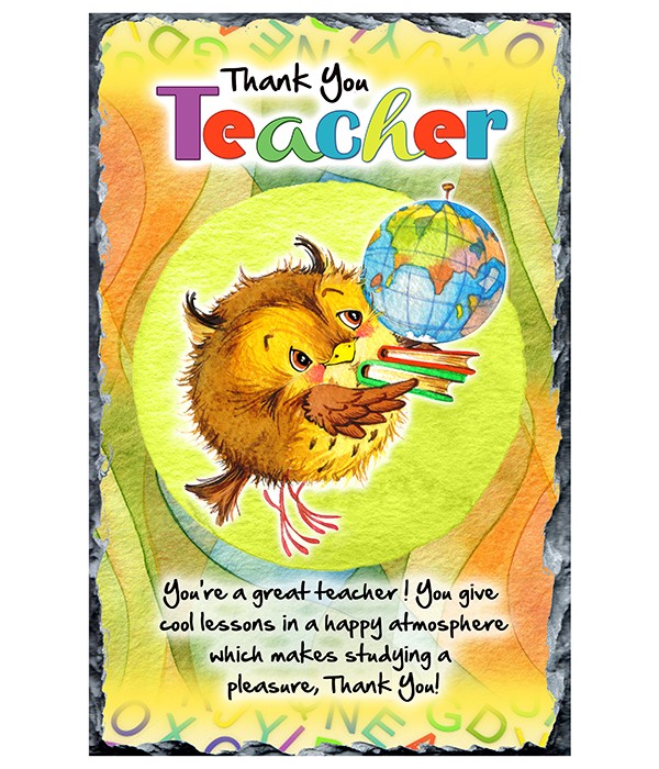 Thank You Teacher - Owl & Globe Slate